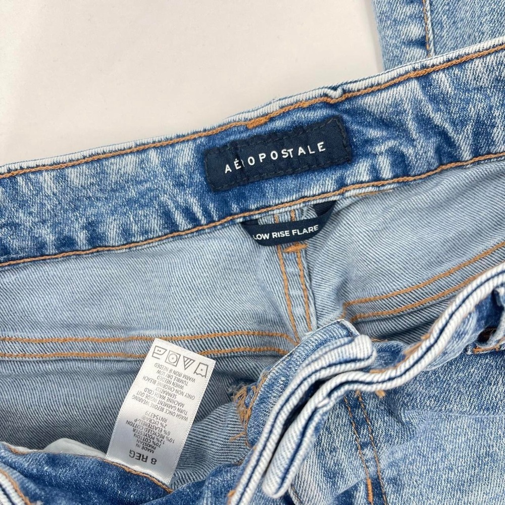 Y2K Aeropostale Women's Low Rise Bootcut Flare Jeans Distressed 8 M Grunge Light - Picture 2 of 5